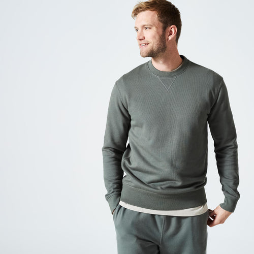 





Men's Crew Neck Fitness Sweatshirt 500 Essentials - Khaki Green