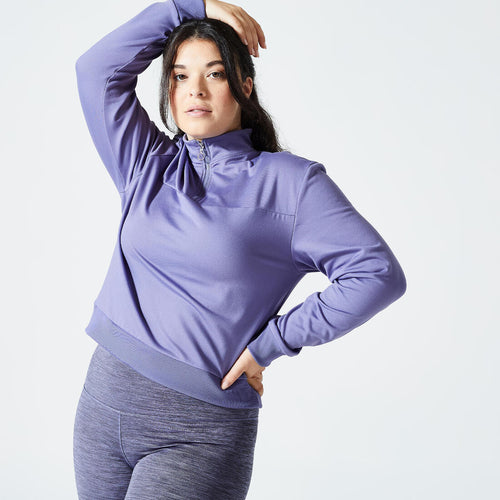 





Women's Cardio Fitness Long-Sleeved Cropped Sweatshirt - Green