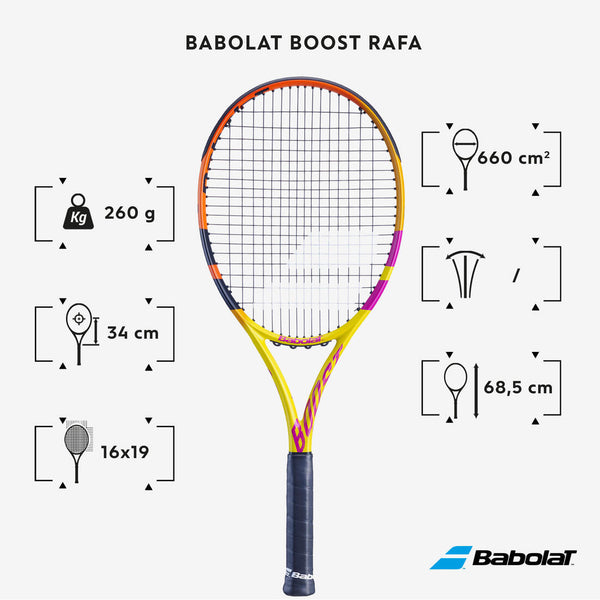 Adult Tennis Racket Boost Rafa Yellow/Orange/Pink Decathlon Bahrain