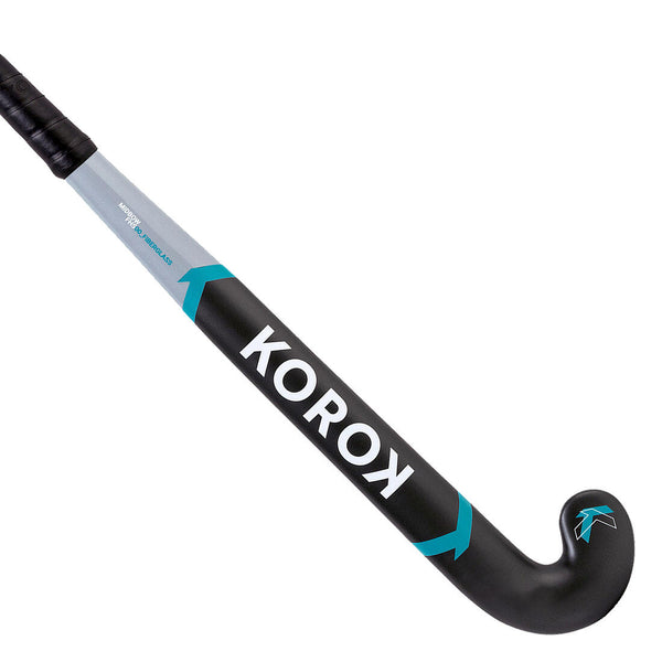 Kids' Fibreglass Mid Bow Field Hockey Stick FH500 Grey/Turquoise
