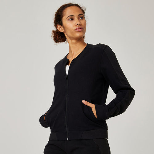





Women's Zip-Up Fitness Sweatshirt 520 - Black