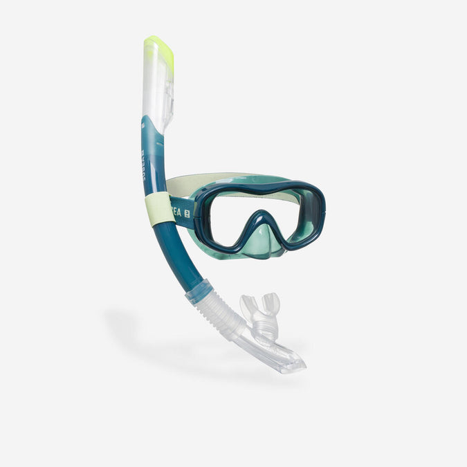 





Adult snorkelling Kit 100 COMFORT mask and DRYTOP snorkel green with bag, photo 1 of 7