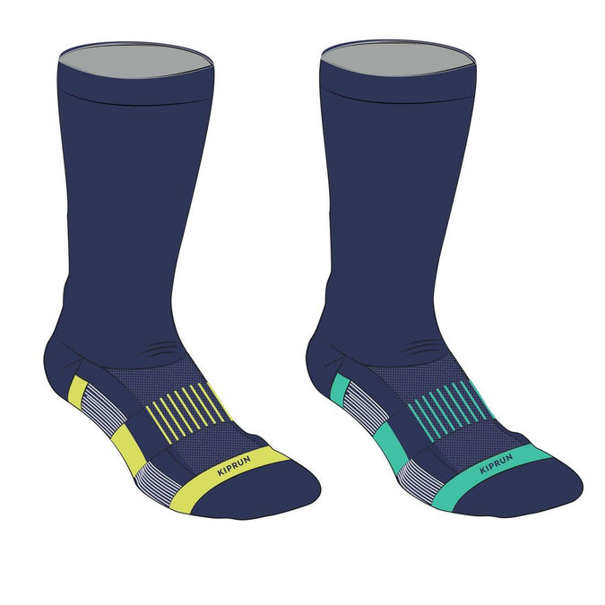 





Kids' Running Socks AT 500 Comfort High 2-Pack - navy green-yellow, photo 1 of 1