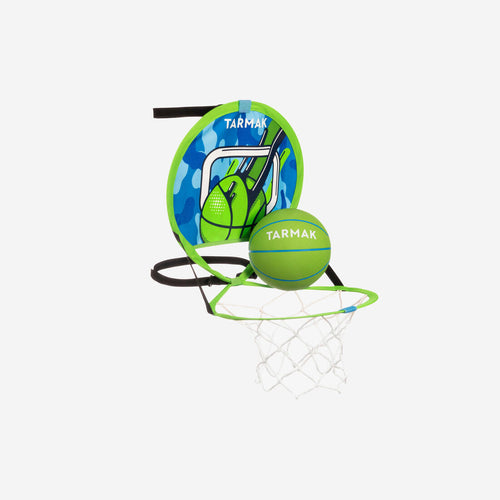 





Kids' Wall-Mounted Portable Basketball Basket with Ball Hoop 100 - Green/Blue