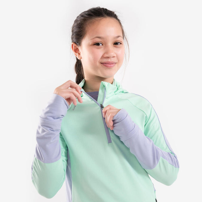 





Girls' Warm Long-Sleeved Zipped T-Shirt KIPRUN WARM+ 900 - Green Grey, photo 1 of 9