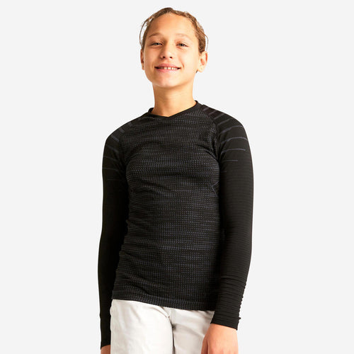 





Kids' Long-Sleeved Thermal Base Layer Top Keepdry 500 - Black