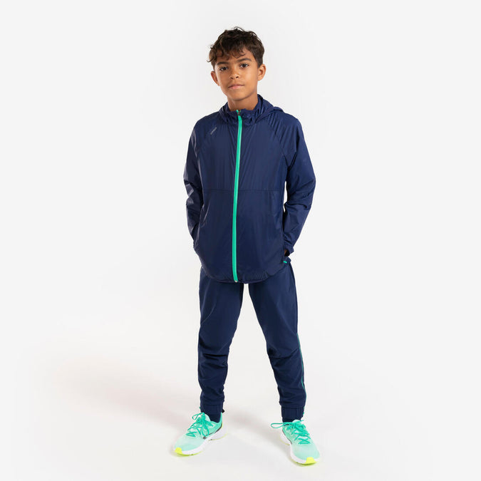 





Kids' Kiprun Wind running windproof hooded jacket - navy green, photo 1 of 10