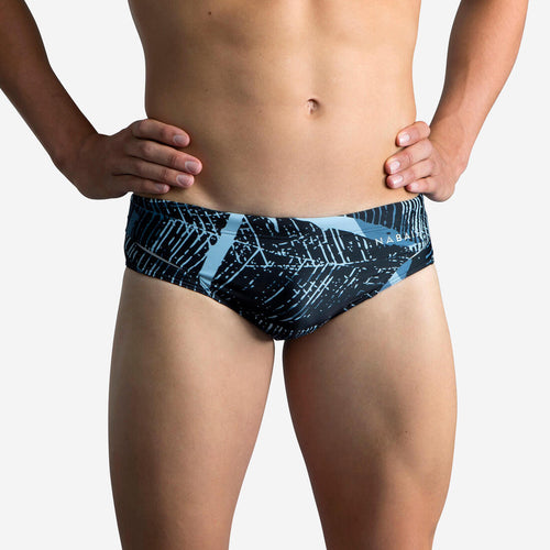 





MEN'S SWIMMING TRUNKS SWIM BRIEFS 900 PRINT - KOLI GREY