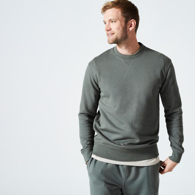 





Men's Crew Neck Fitness Sweatshirt 500 Essentials - Khaki Green, photo 1 of 5