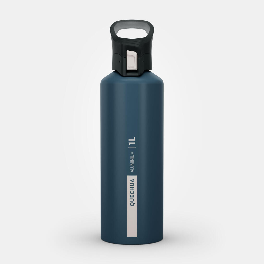 1 L aluminium water bottle with quick opening cap for hiking