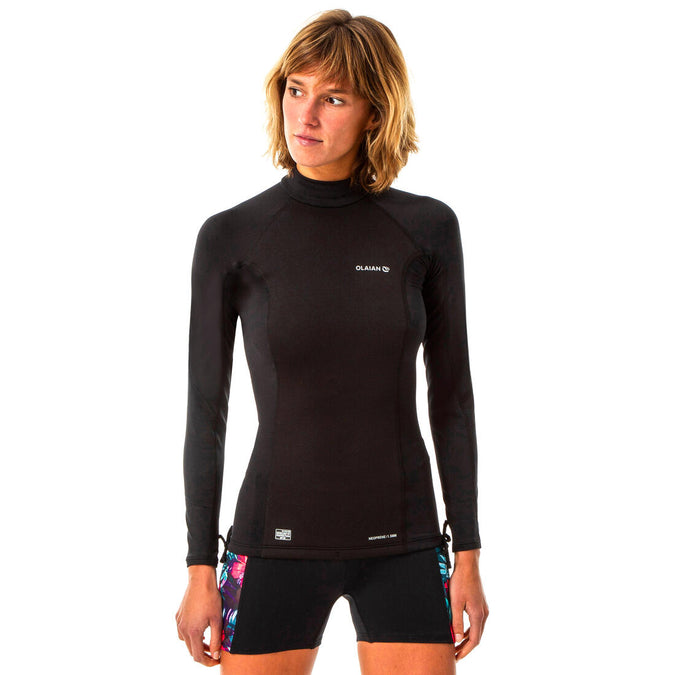 





T-shirt anti-UV surf neoprene and fleece long sleeve women's black, photo 1 of 12