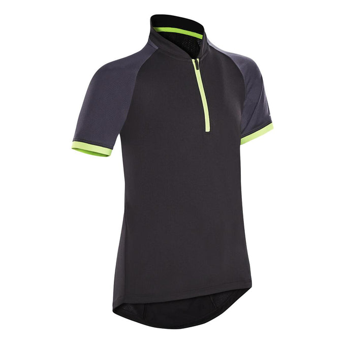 





500 Kids' Short-Sleeved Cycling Jersey - Black/Yellow, photo 1 of 4