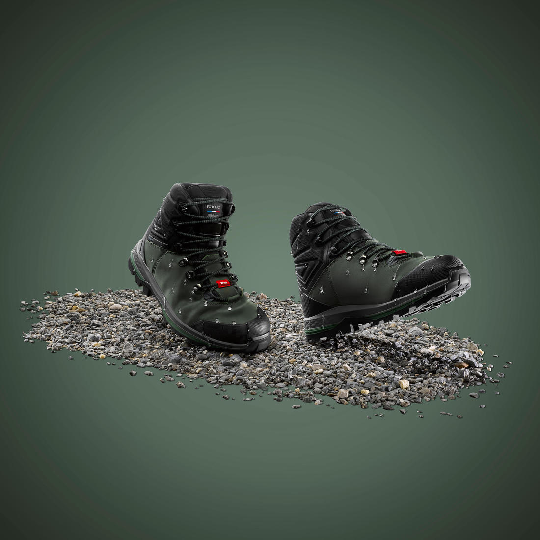 Men's waterproof leather hiking boots - MT100 Wide - Khaki