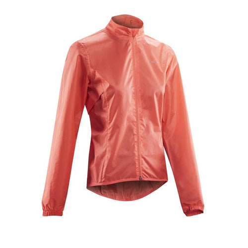 





Women's Cycling Rainproof Jacket 100 - Coral