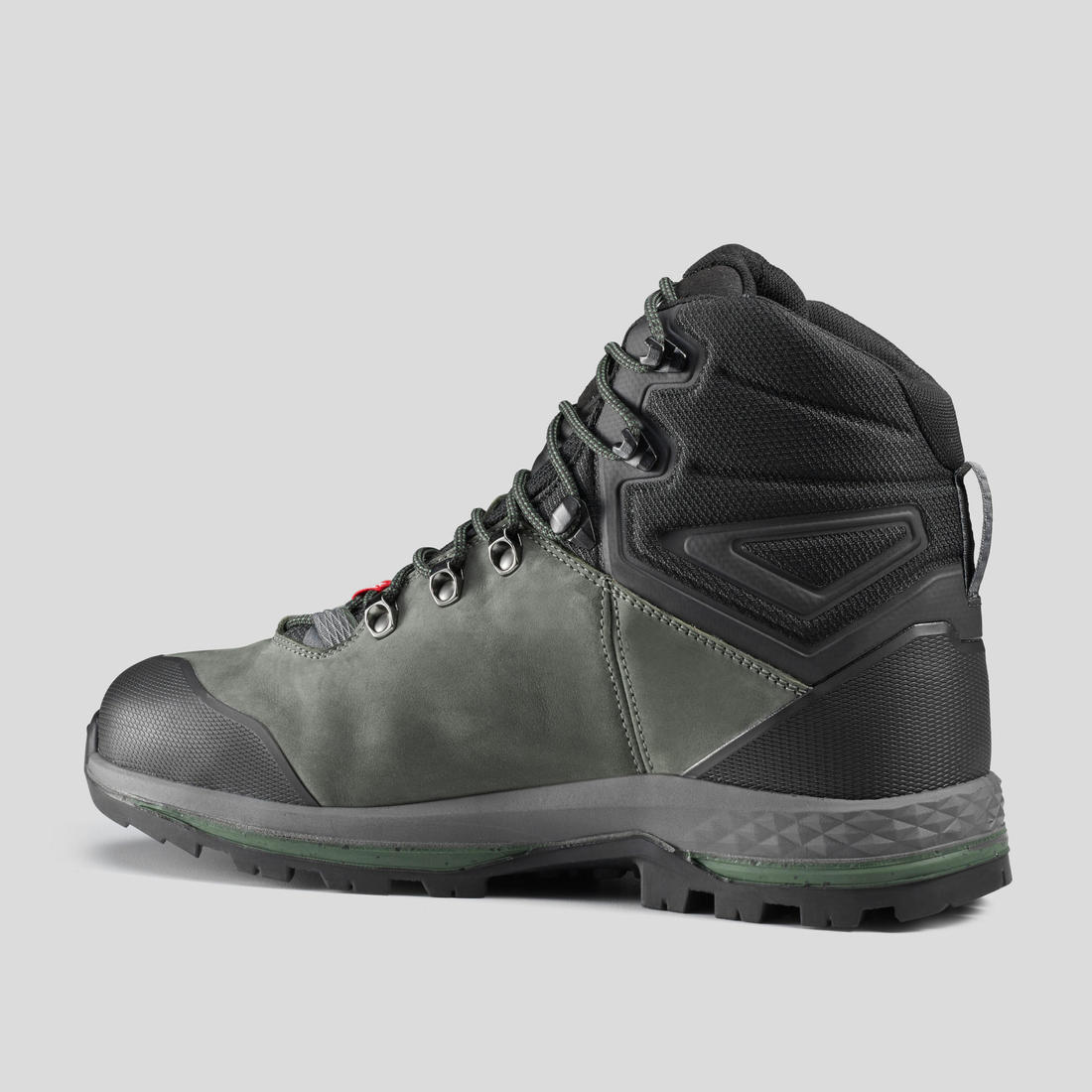 Men's waterproof leather hiking boots - MT100 Wide - Khaki
