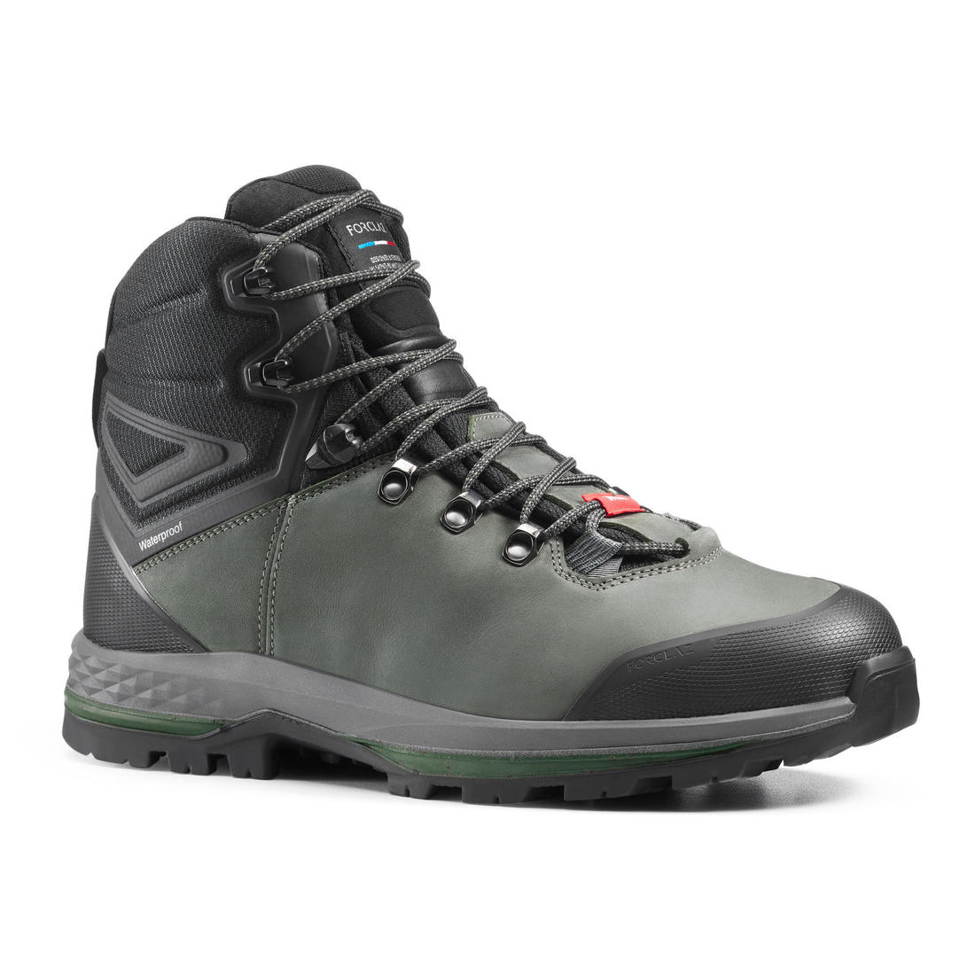 Men's waterproof leather hiking boots - MT100 Wide - Khaki