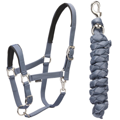 





Horse Riding Halter + Leadrope Set - Nubuck/Blue-Grey