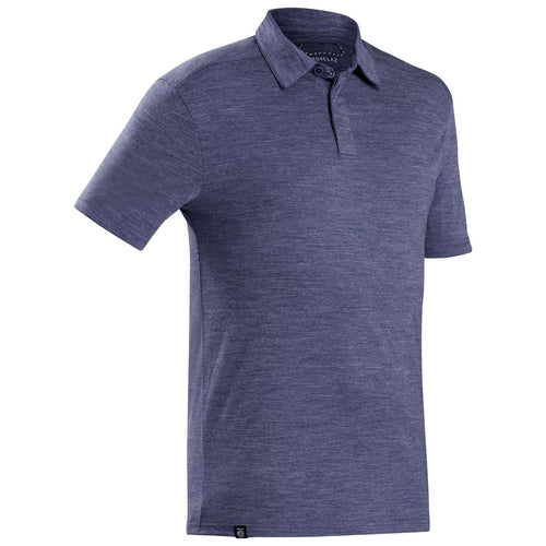 





Men's Merino wool trekking travel polo shirt - TRAVEL 500 - blue