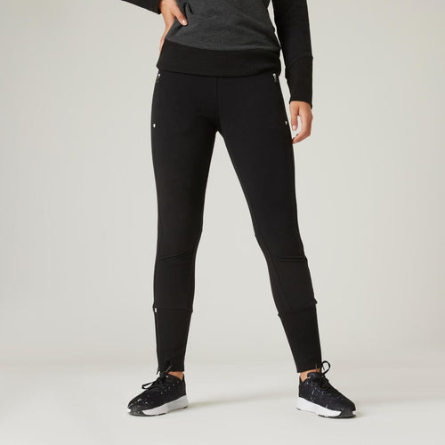 





Women's Slim-Fit Fitness Jogging Bottoms with Ankle Zips 520 - Black