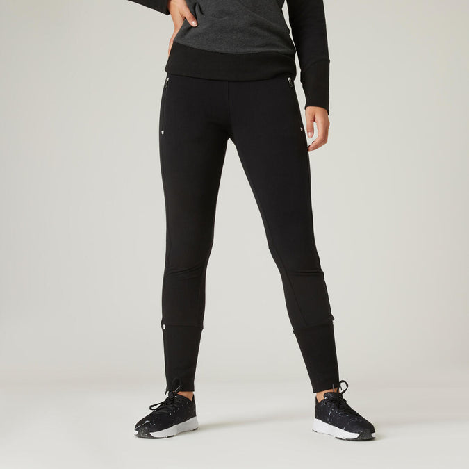 





Women's Slim-Fit Fitness Jogging Bottoms with Ankle Zips 520 - Black, photo 1 of 7