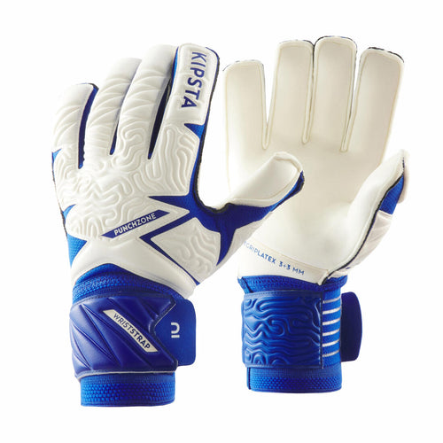 





Adult Football Goalkeeper Gloves F500 Viralto - White/Blue