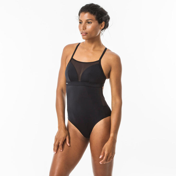 





Women's 1-piece surf swimsuit with adjustable double flat ELISE BLACK, photo 1 of 13