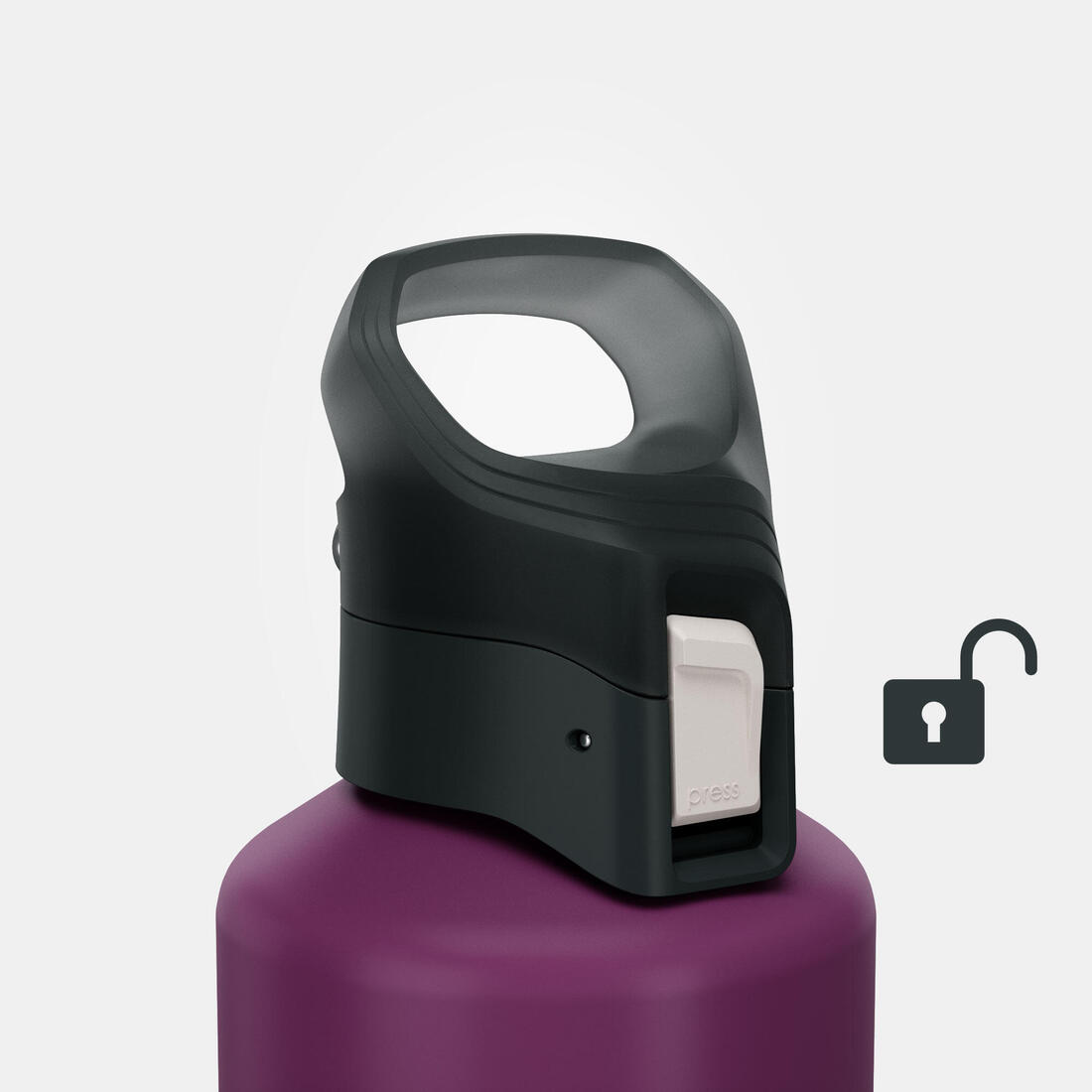 1 L aluminium water bottle with quick opening cap for hiking