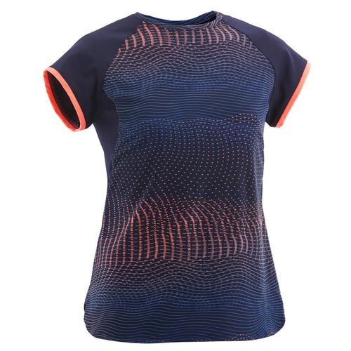 





Girls' Breathable Synthetic T-Shirt - Navy/Print