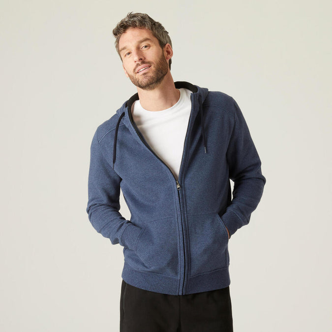 





Men's Straight-Cut Zipped Hoodie With Pocket 500 - Black, photo 1 of 6