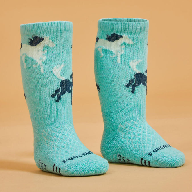 





Horse Riding Socks 500 Baby - Turquoise/Green with Designs, photo 1 of 10