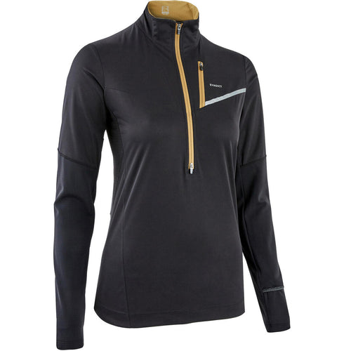 





WOMEN'S TRAIL RUNNING LONG-SLEEVED SOFTSHELL JERSEY - BLACK/BRONZE