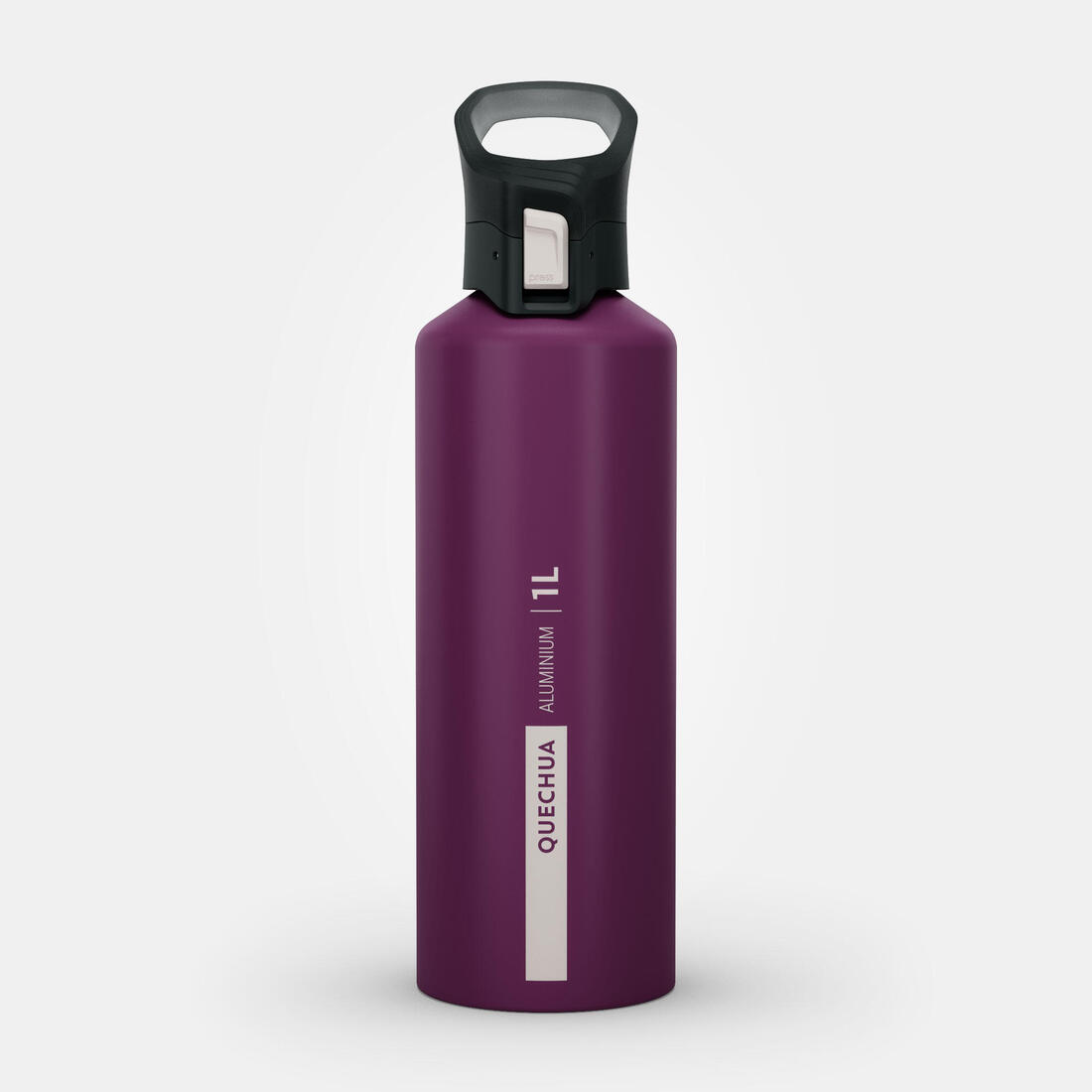 1 L aluminium water bottle with quick opening cap for hiking