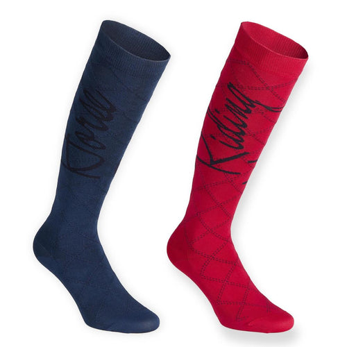 





Women's Horse Riding Light Socks 500 - Navy Blue/Pale